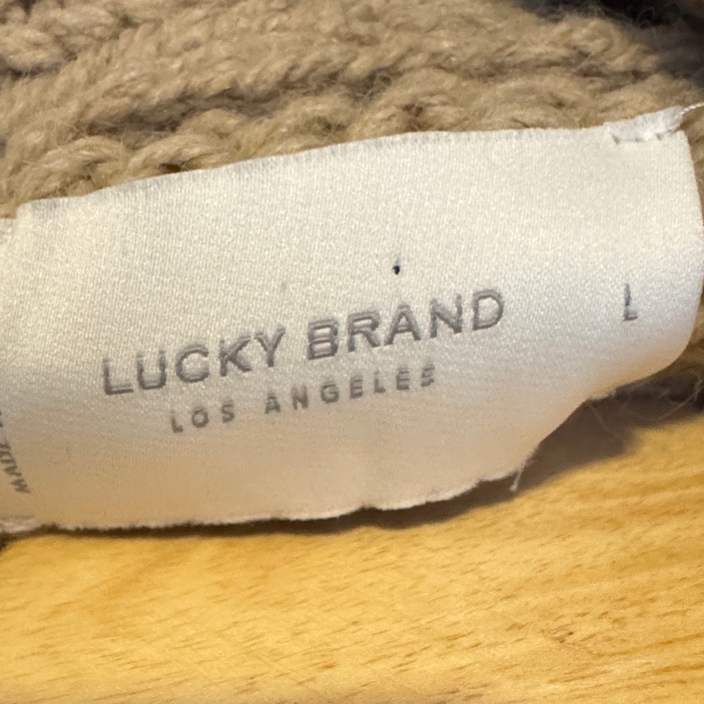 Lucky Brand Tan and Gray Patterned Cardigan, Sz L, Like New - Picture 13 of 13
